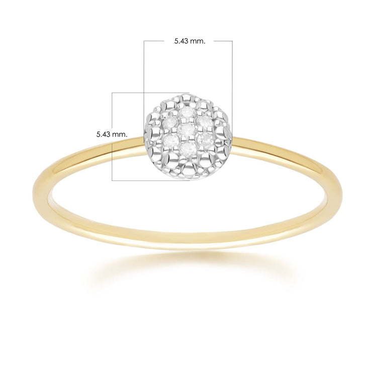 Diamond Pave Round Ring in 9ct Yellow Gold