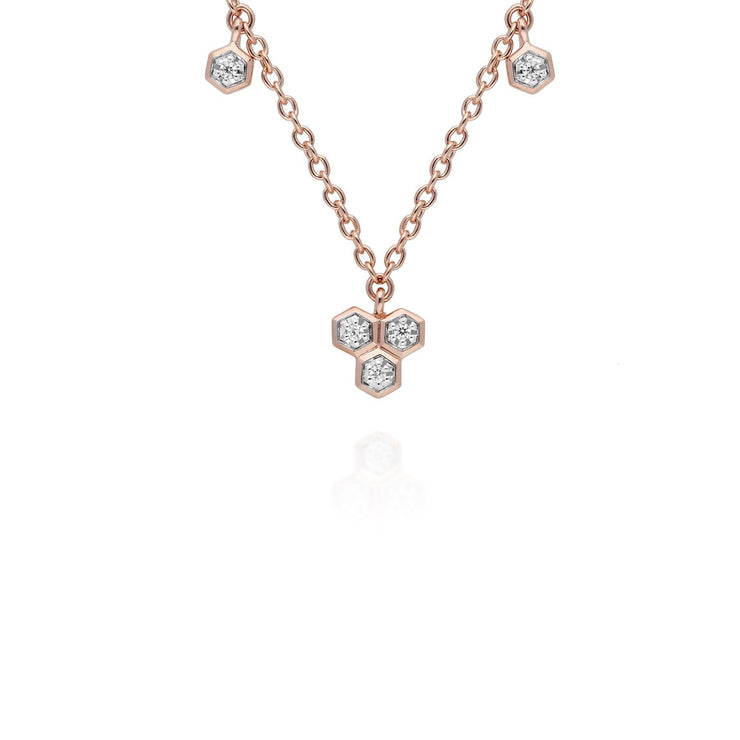 Diamond Trilogy Necklace & Stud Earring Set in 9ct Rose Gold