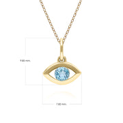ECFEW™ Dainty Evil Eye Blue Topaz Pendant in 9ct Yellow Gold