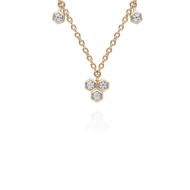 Diamond  Geometric Trilogy Chain Necklace in 9ct Yellow Gold