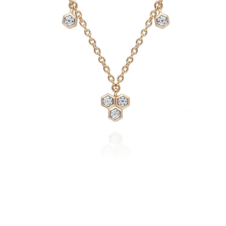 Diamond  Geometric Trilogy Chain Necklace in 9ct Yellow Gold