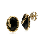 ECFEW™ 'The Ruler' Onyx Winding Snake Stud Earrings