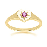 ECFEW™ 'The Liberator' Rhodolite Heart Ring in 9ct Yellow Gold