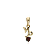 Garnet Capricorn Zodiac Charm in 9ct Yellow Gold