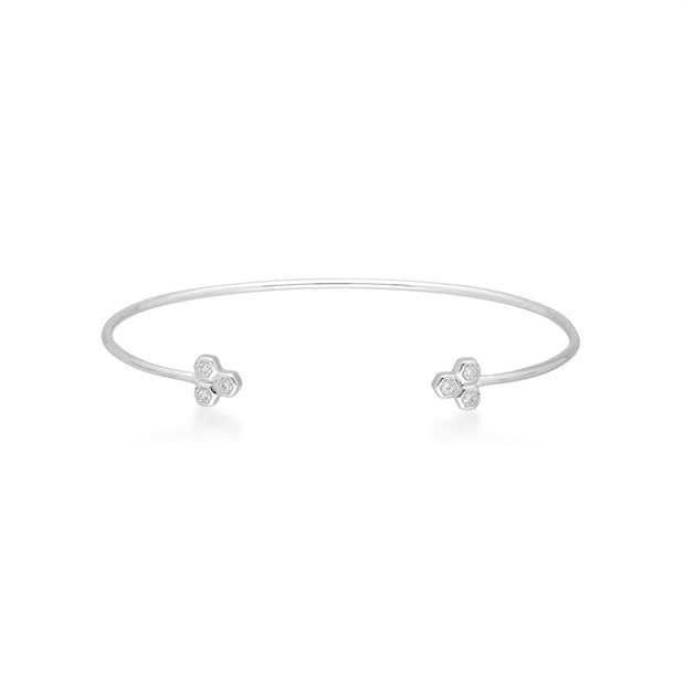 Diamond Trilogy Geometric Bangle in 9ct White Gold