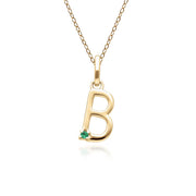 Initial Emerald Letter Necklace In 9ct Yellow Gold