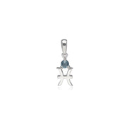 Aquamarine Pisces Zodiac Charm Necklace in 9ct White Gold