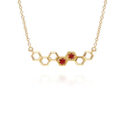 Honeycomb Inspired Garnet Link Necklace in 9ct Yellow Gold