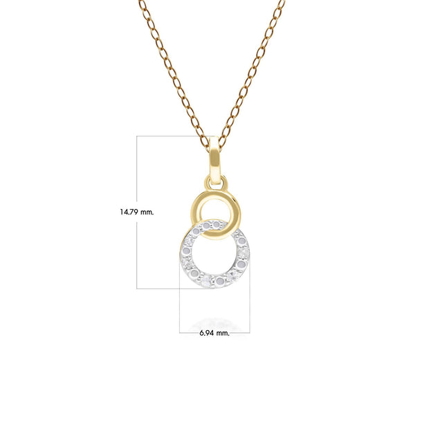 Diamond Pave Interlocking Hoop Pendant in 9ct Yellow Gold