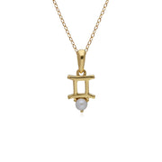 Pearl Gemini Zodiac Charm Necklace in 9ct Yellow Gold