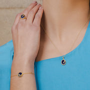 ECFEW™ 'The Ruler' Oval Lapis Lazuli Winding Snake Pendant, Earrings and Bracelet on Model