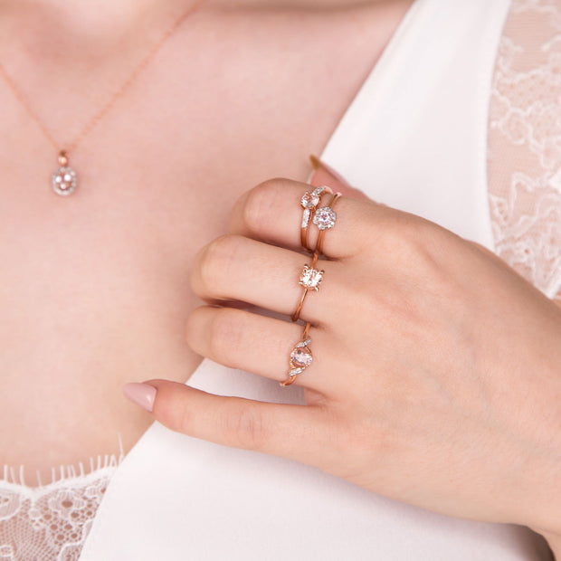 Classic Oval Morganite & Diamond Ring in 9ct Rose Gold