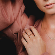 O Leaf Diamond Stud Earring & Ring Set in 9ct Rose Gold