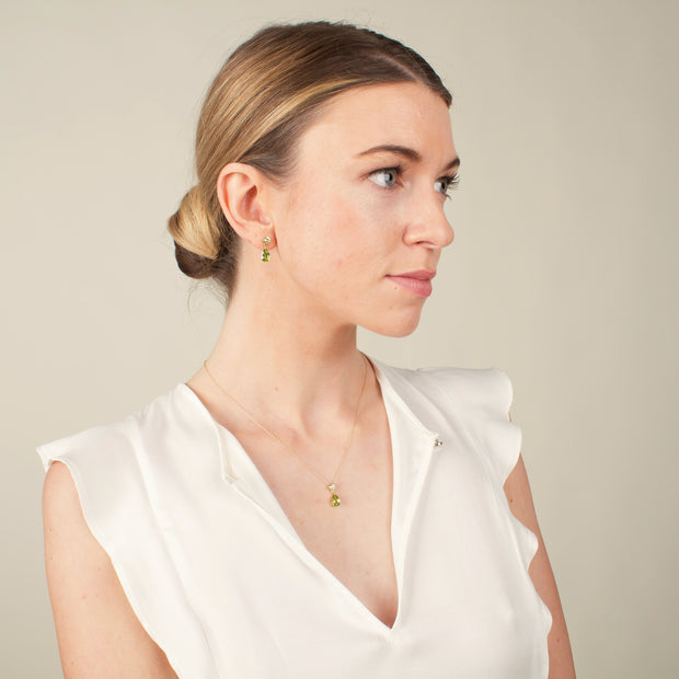 Classic Pear Peridot Drop Earrings in 9ct Yellow Gold