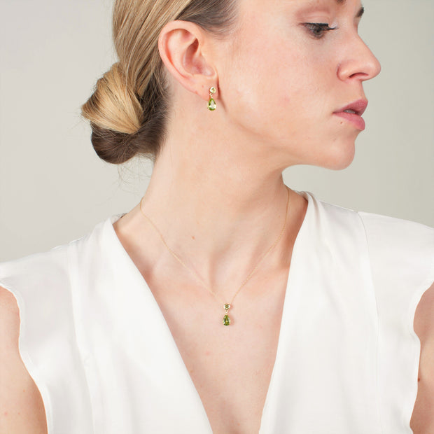 Classic Pear Peridot Drop Earrings in 9ct Yellow Gold